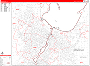 Green Bay  Wall Map Red Line Style